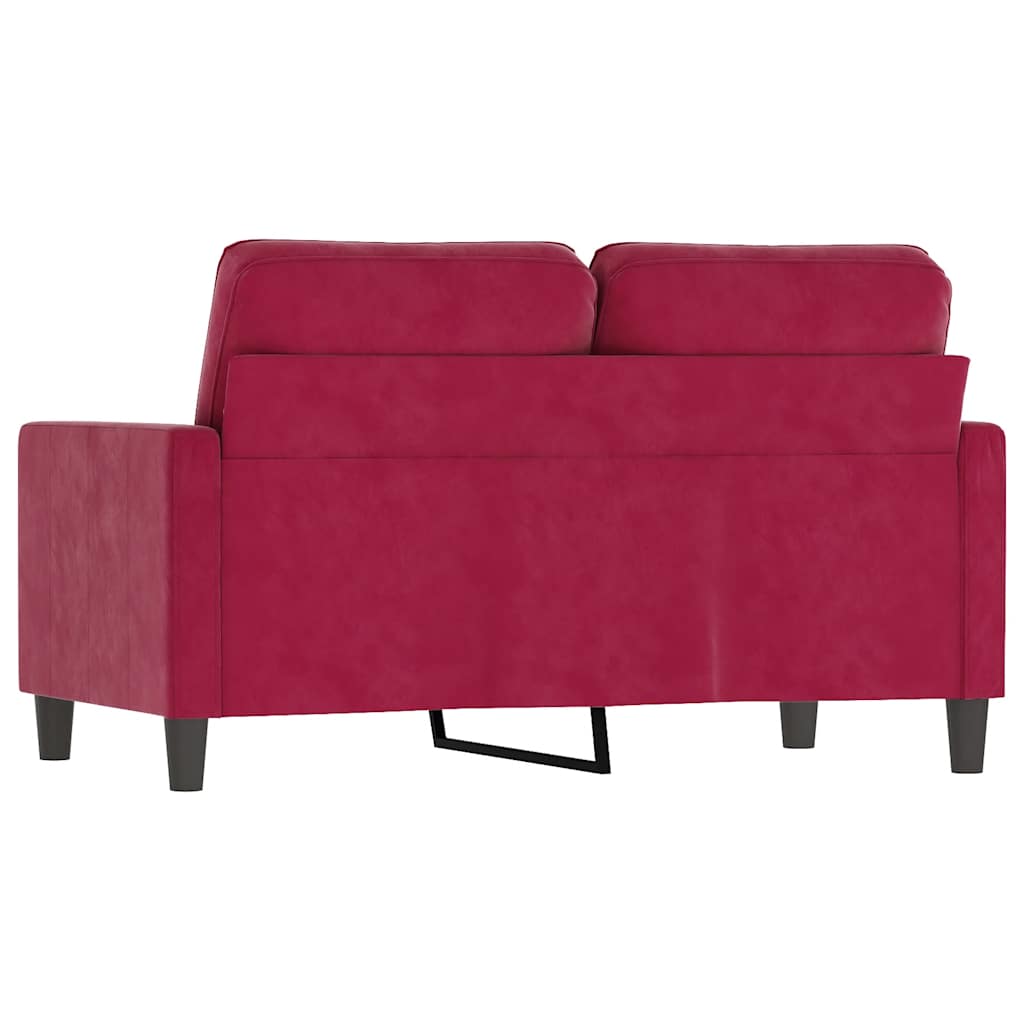 Tweezitsbank 120 cm fluweel wijnrood – afbeelding 5