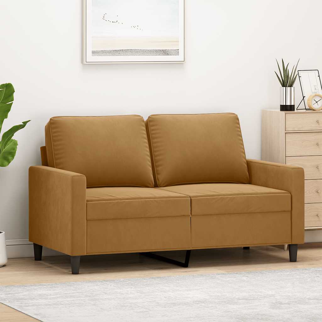 Tweezitsbank 120 cm fluweel bruin