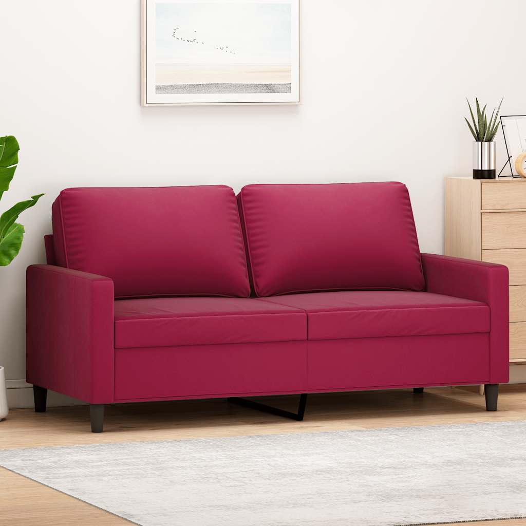 Tweezitsbank 140 cm fluweel wijnrood