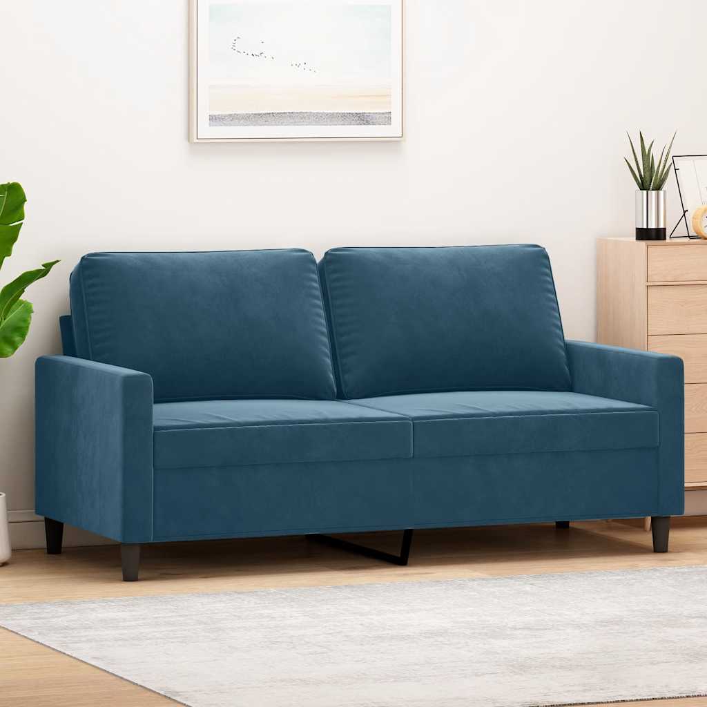 Tweezitsbank 140 cm fluweel blauw