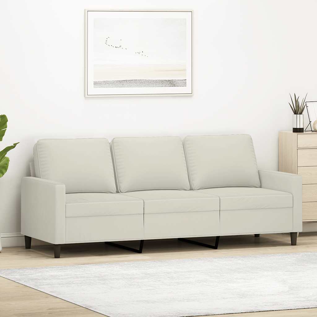 Driezitsbank 180 cm fluweel crèmekleurig