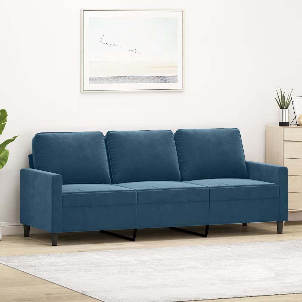 Driezitsbank 180 cm fluweel blauw