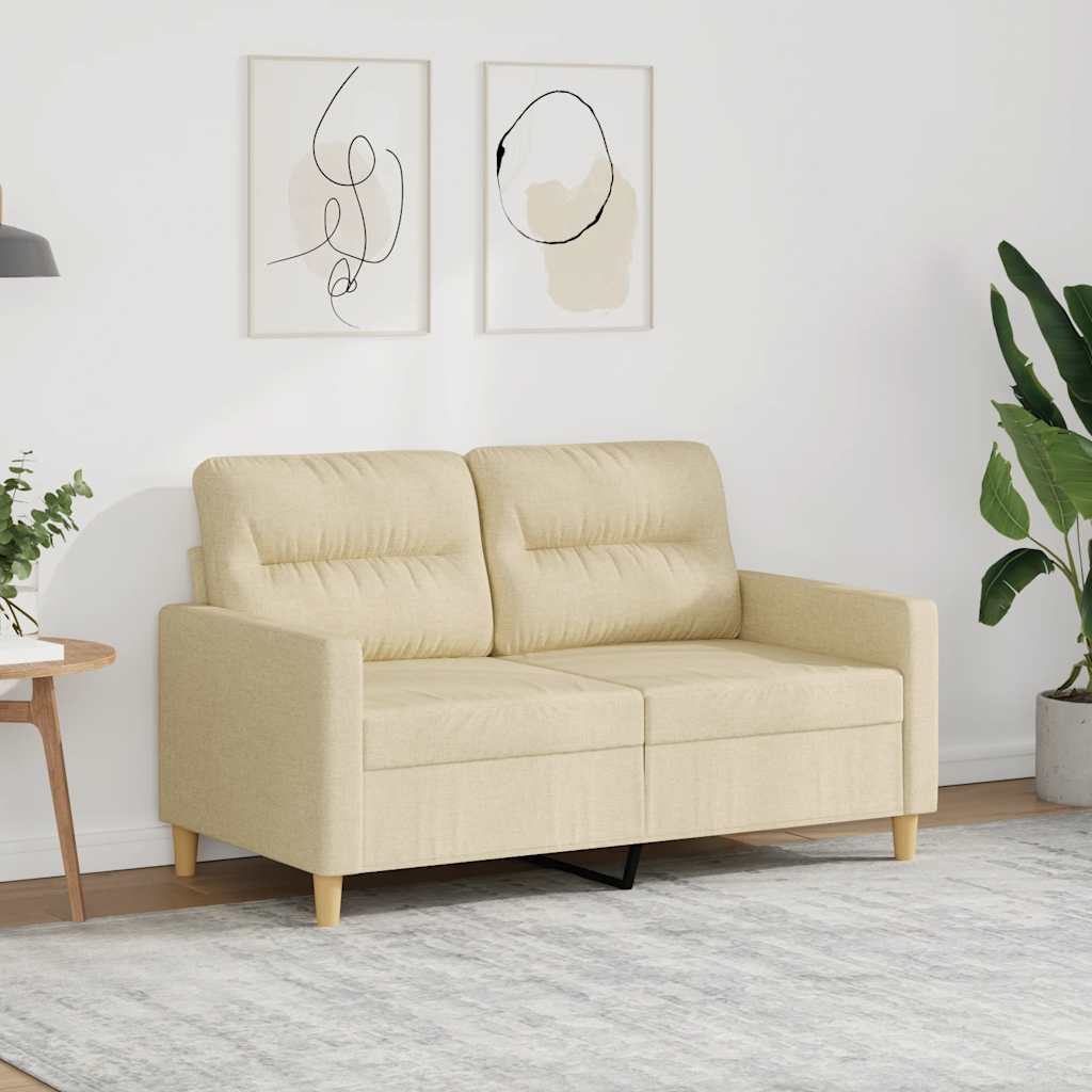 Tweezitsbank 120 cm stof crèmekleurig