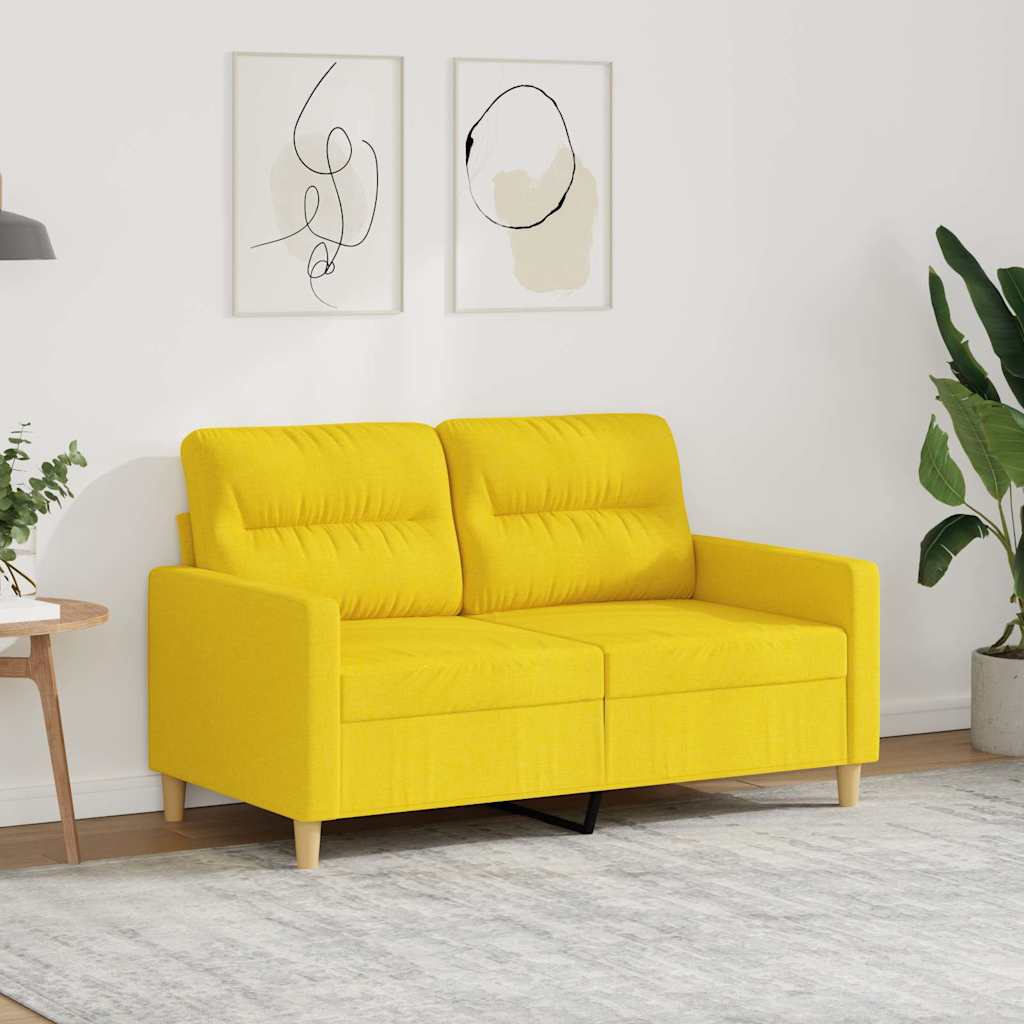 Tweezitsbank 120 cm stof lichtgeel