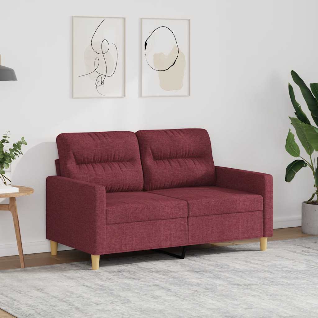 Tweezitsbank 120 cm stof wijnrood