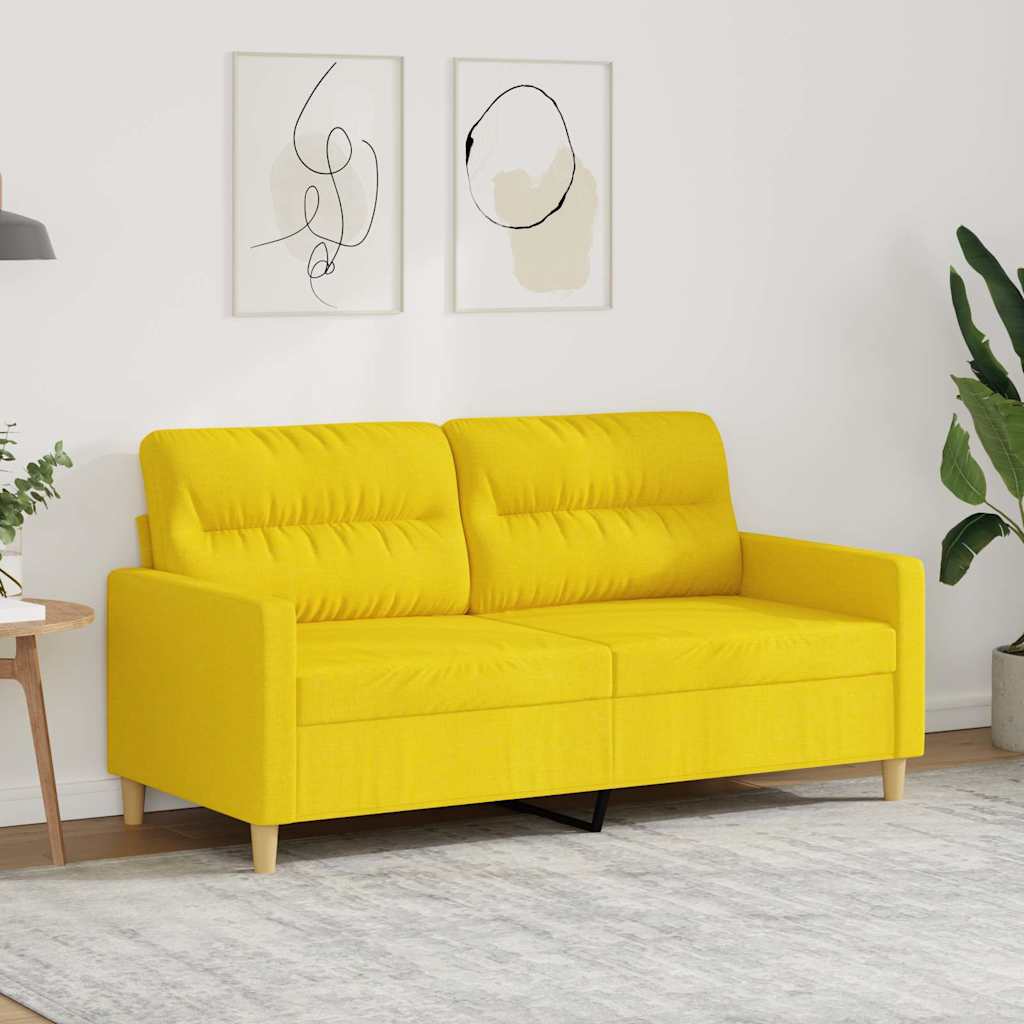 Tweezitsbank 140 cm stof lichtgeel – afbeelding 1