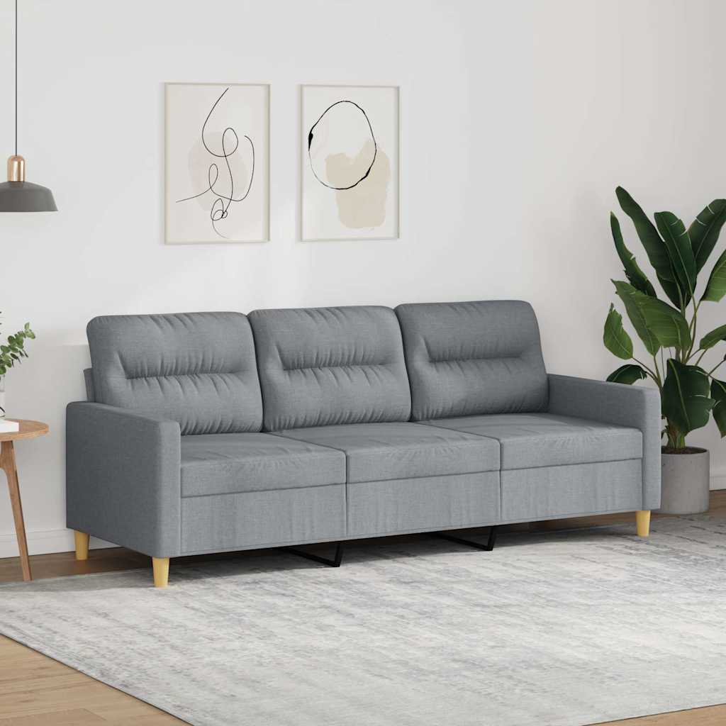 Driezitsbank 180 cm stof lichtgrijs