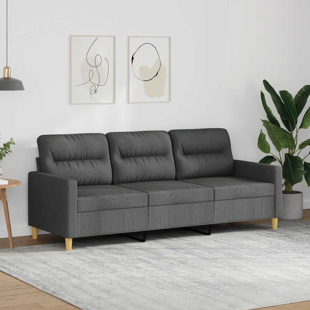 Driezitsbank 180 cm stof donkergrijs