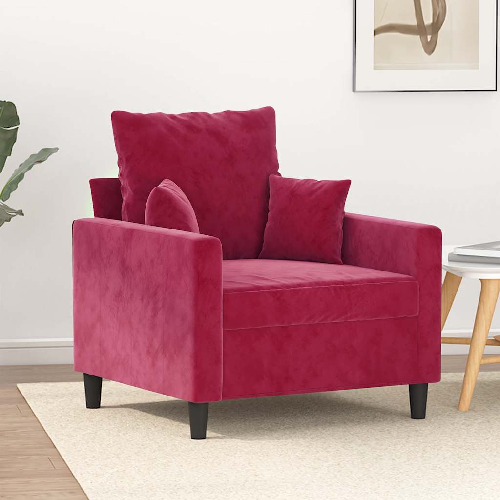 Fauteuil 60 cm fluweel wijnrood