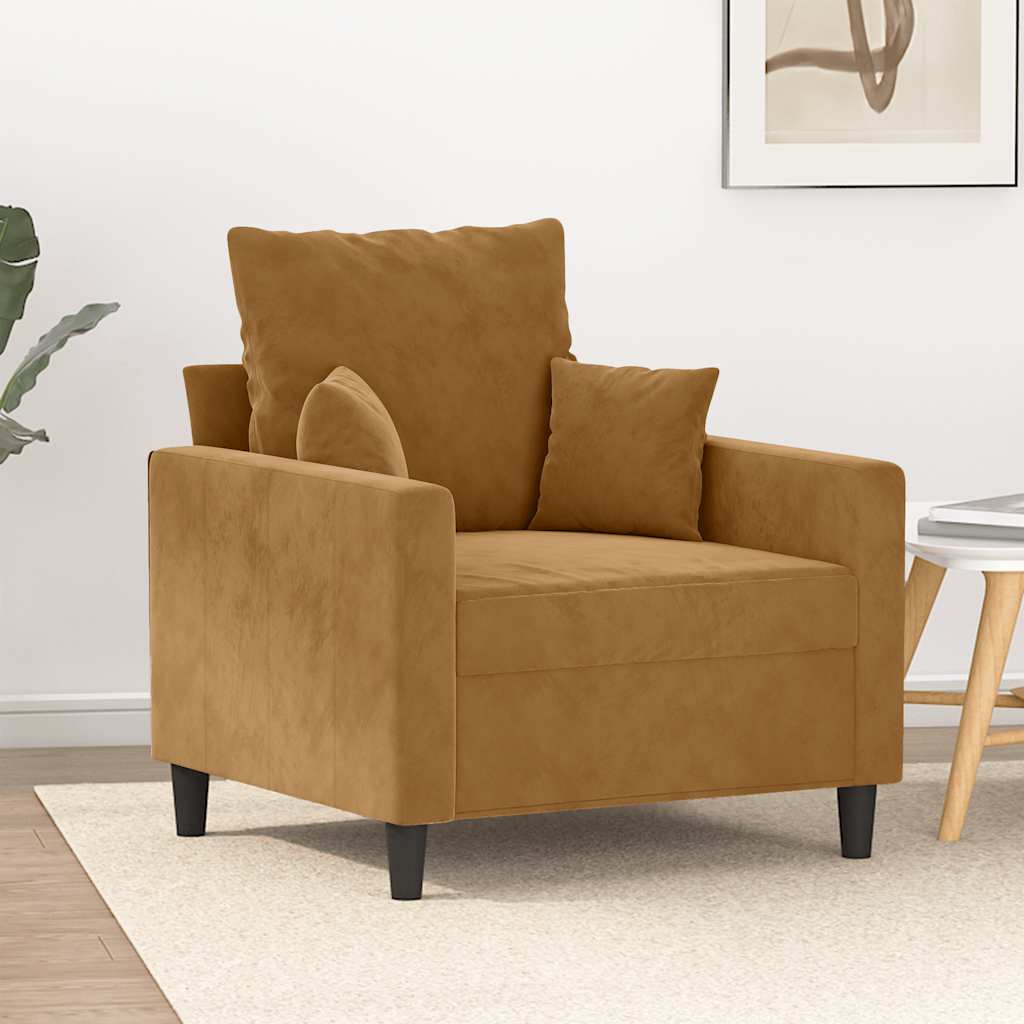 Fauteuil 60 cm fluweel bruin