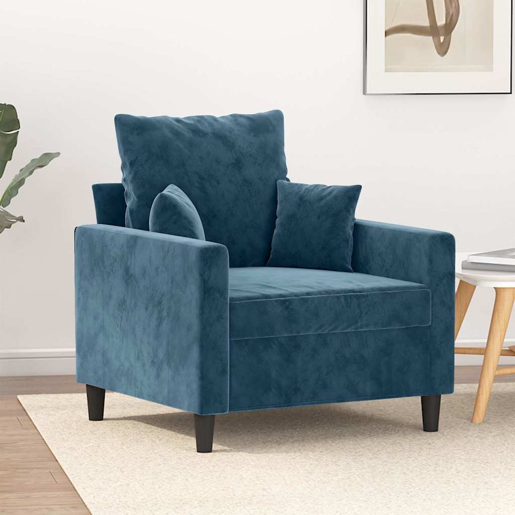 Fauteuil 60 cm fluweel blauw