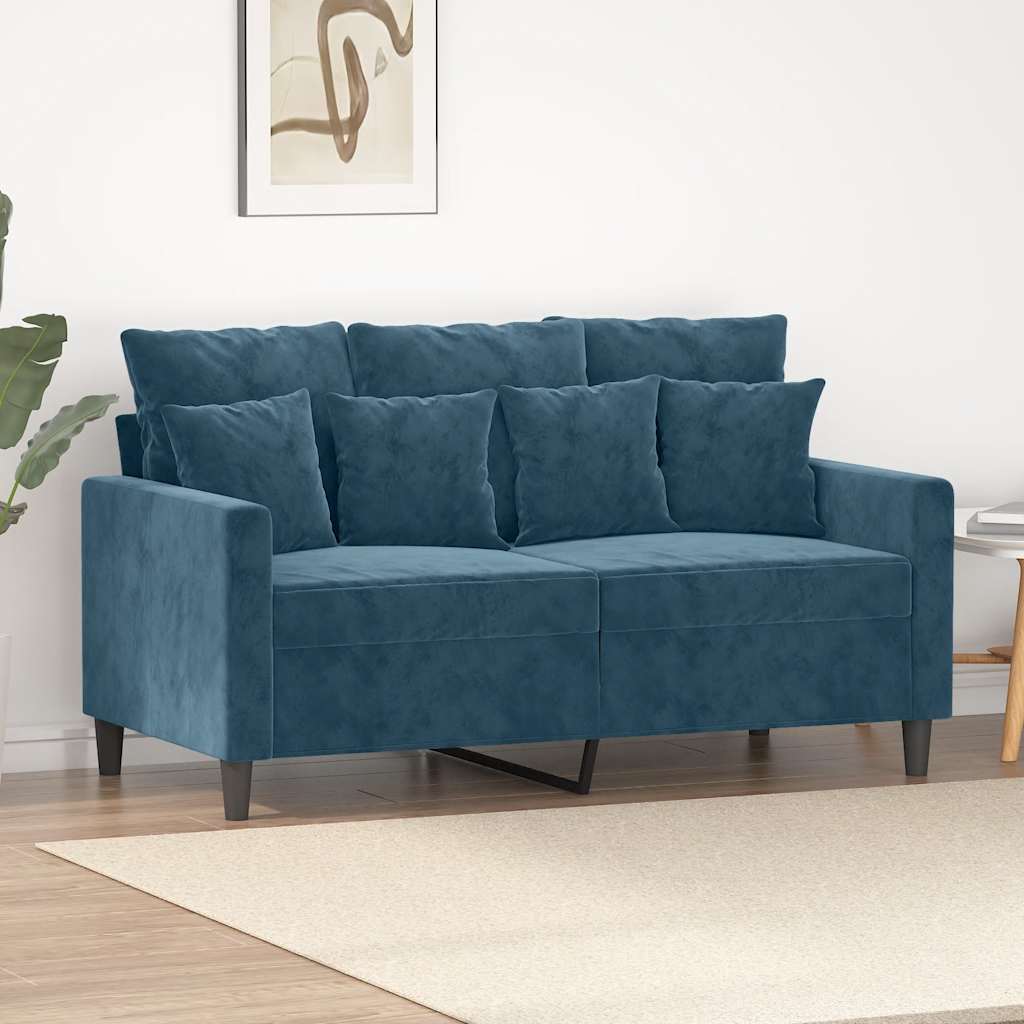 Tweezitsbank 120 cm fluweel blauw
