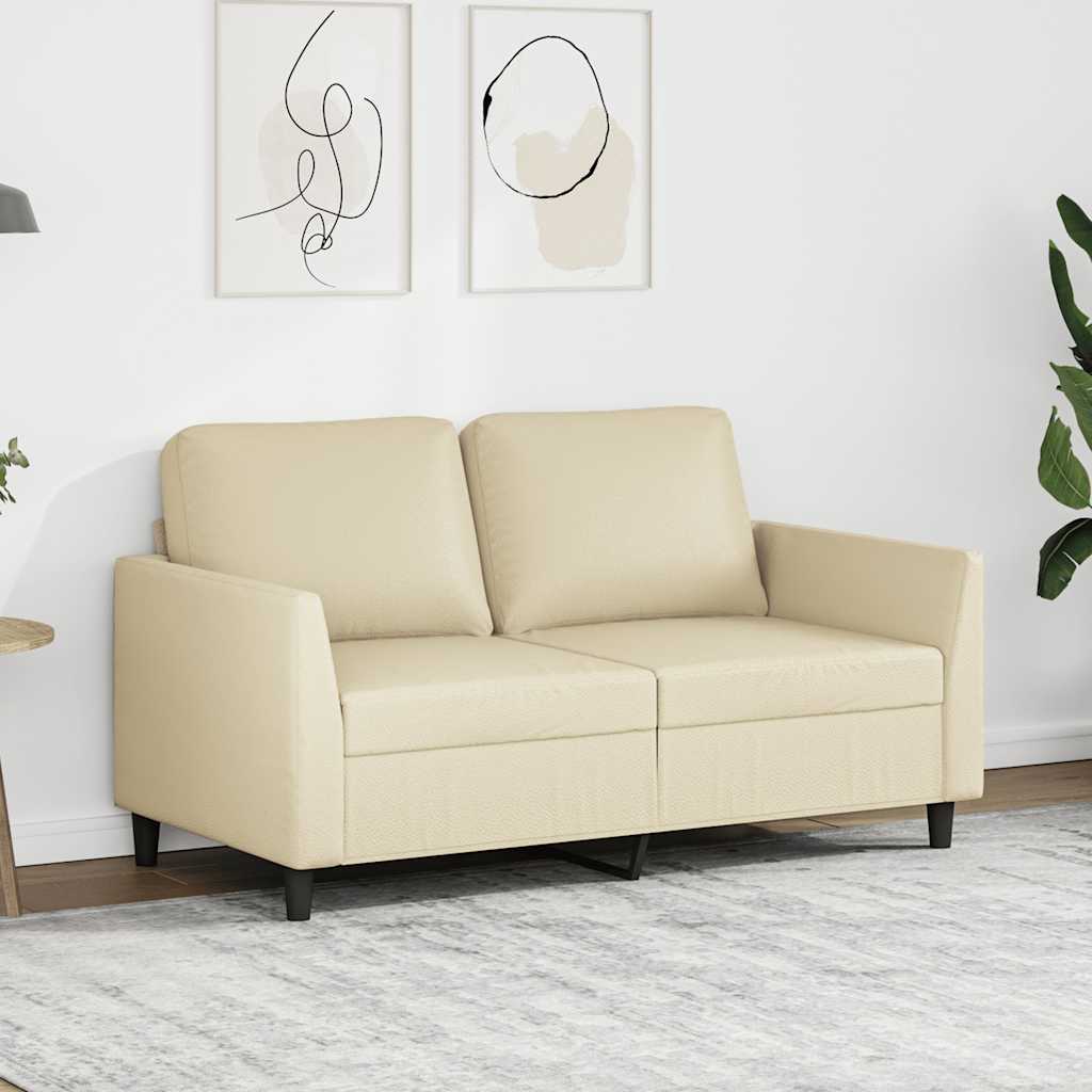 Tweezitsbank 120 cm kunstleer crèmekleurig