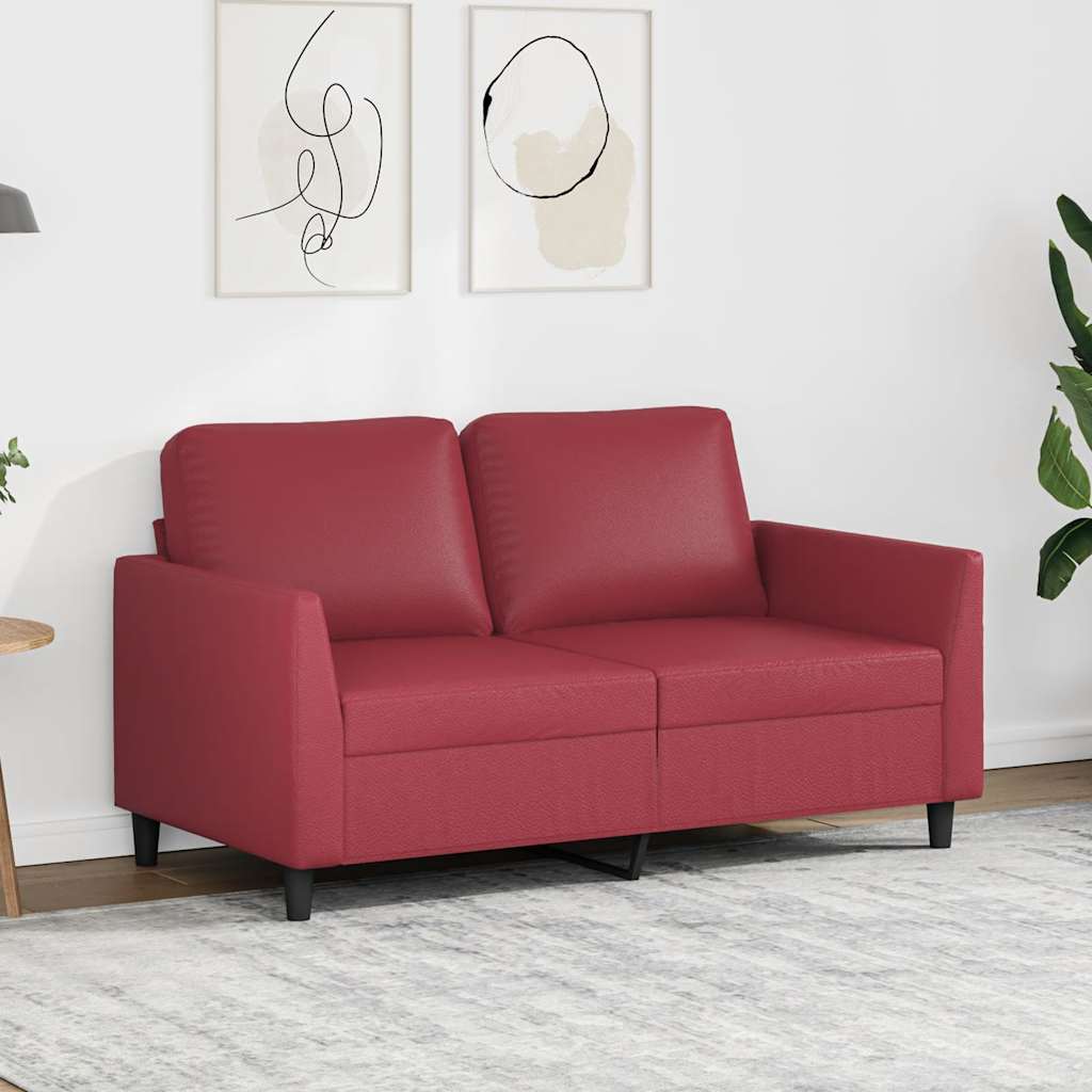 Tweezitsbank 120 cm kunstleer wijnrood