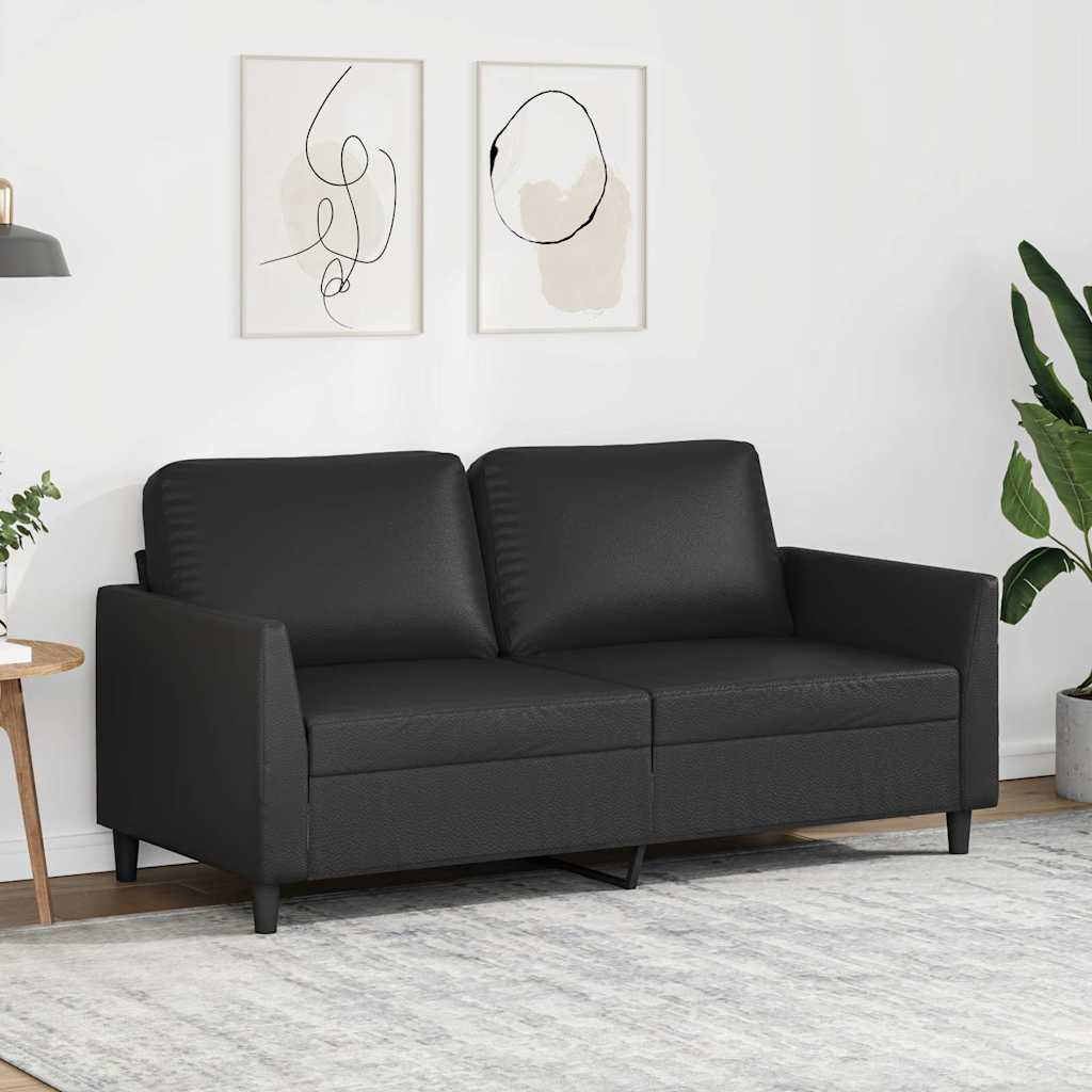 Tweezitsbank 140 cm kunstleer zwart