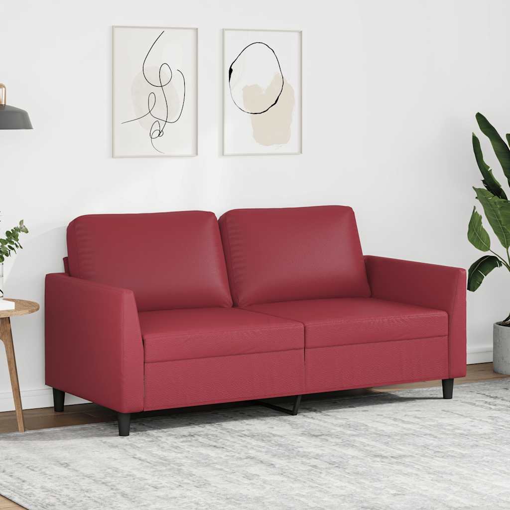 Tweezitsbank 140 cm kunstleer wijnrood
