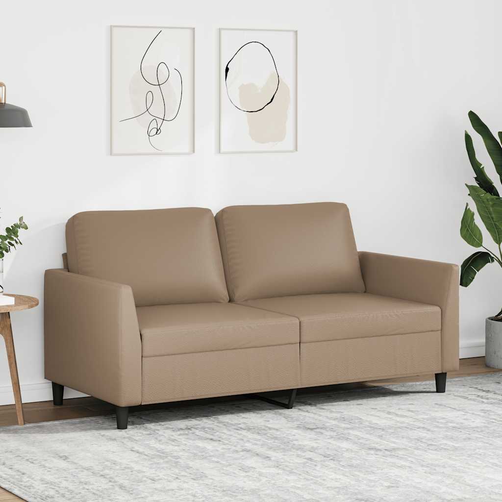 Tweezitsbank 140 cm kunstleer cappuccinokleurig