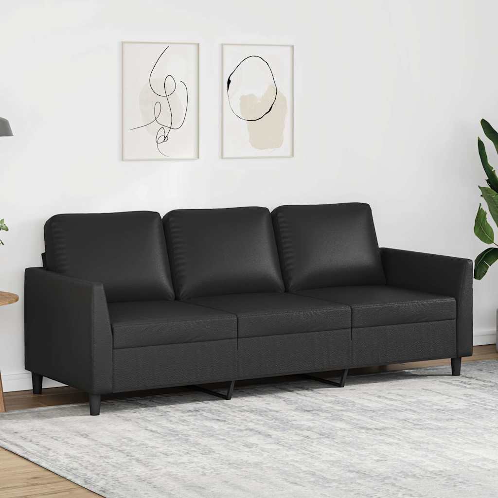 Driezitsbank 180 cm kunstleer zwart