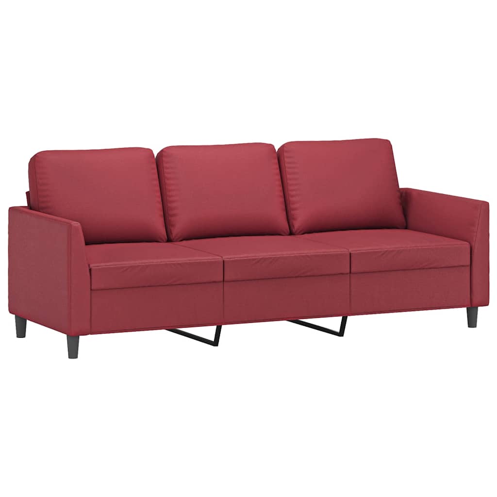 Driezitsbank 180 cm kunstleer wijnrood – afbeelding 2