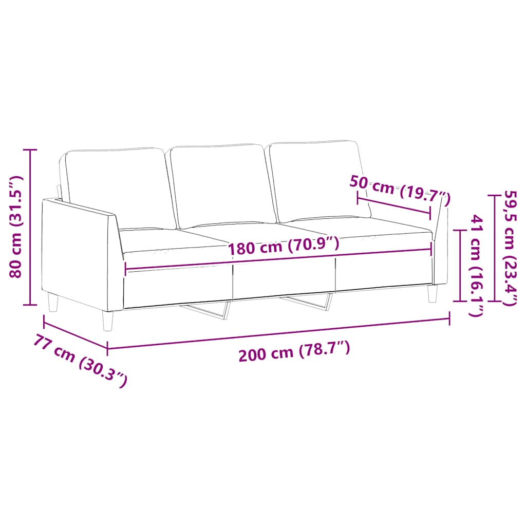 Driezitsbank 180 cm kunstleer wijnrood – afbeelding 9