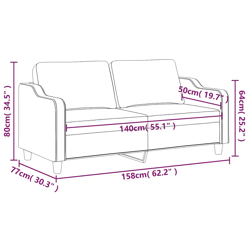 Tweezitsbank 140 cm stof crèmekleurig – afbeelding 8