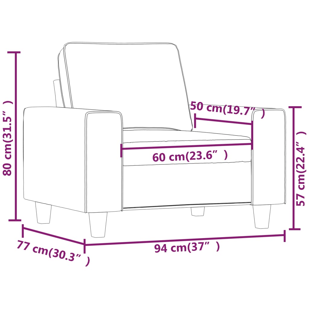 Fauteuil 60 cm stof crèmekleurig – afbeelding 8
