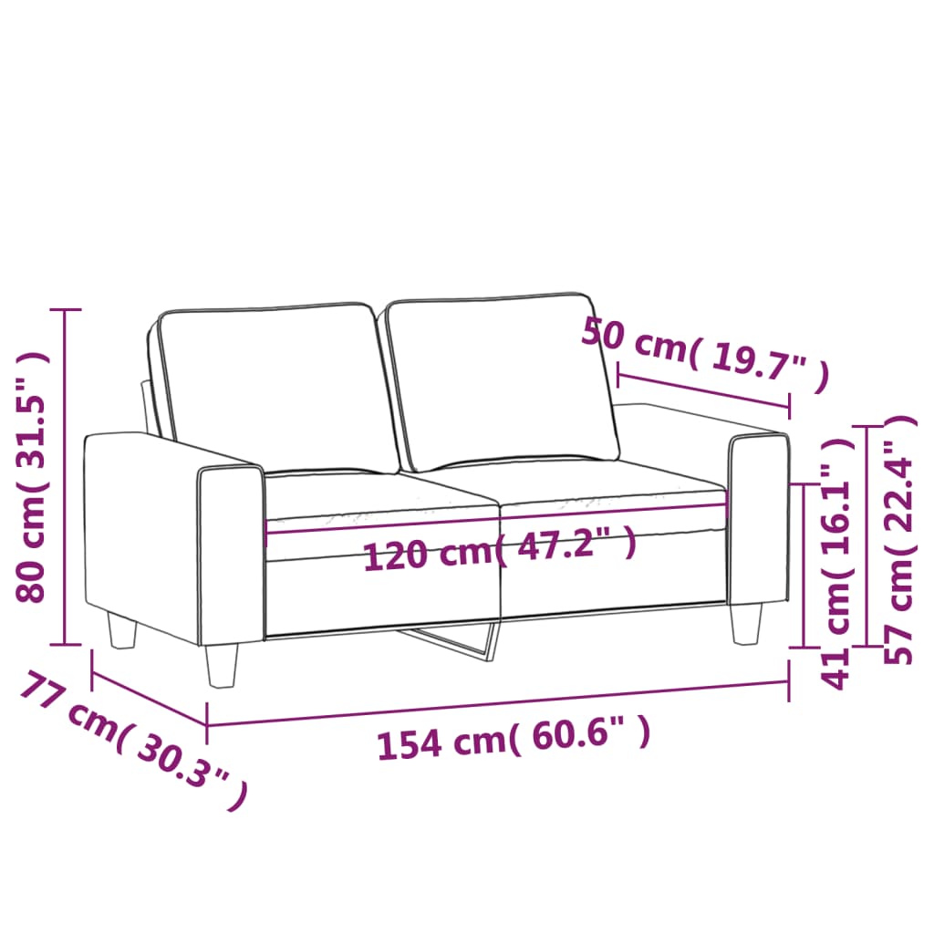 Tweezitsbank 120 cm stof lichtgrijs – afbeelding 8