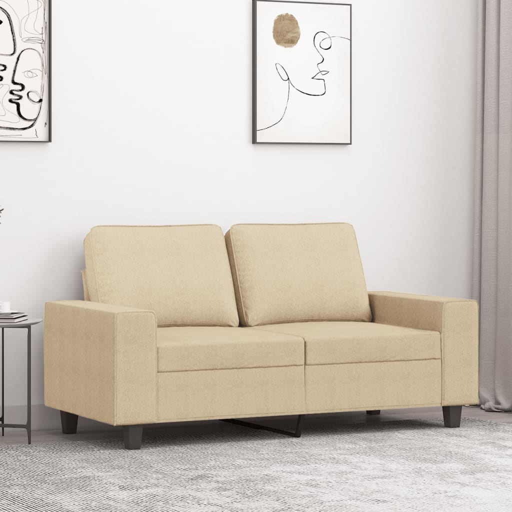 Tweezitsbank 120 cm stof crèmekleurig