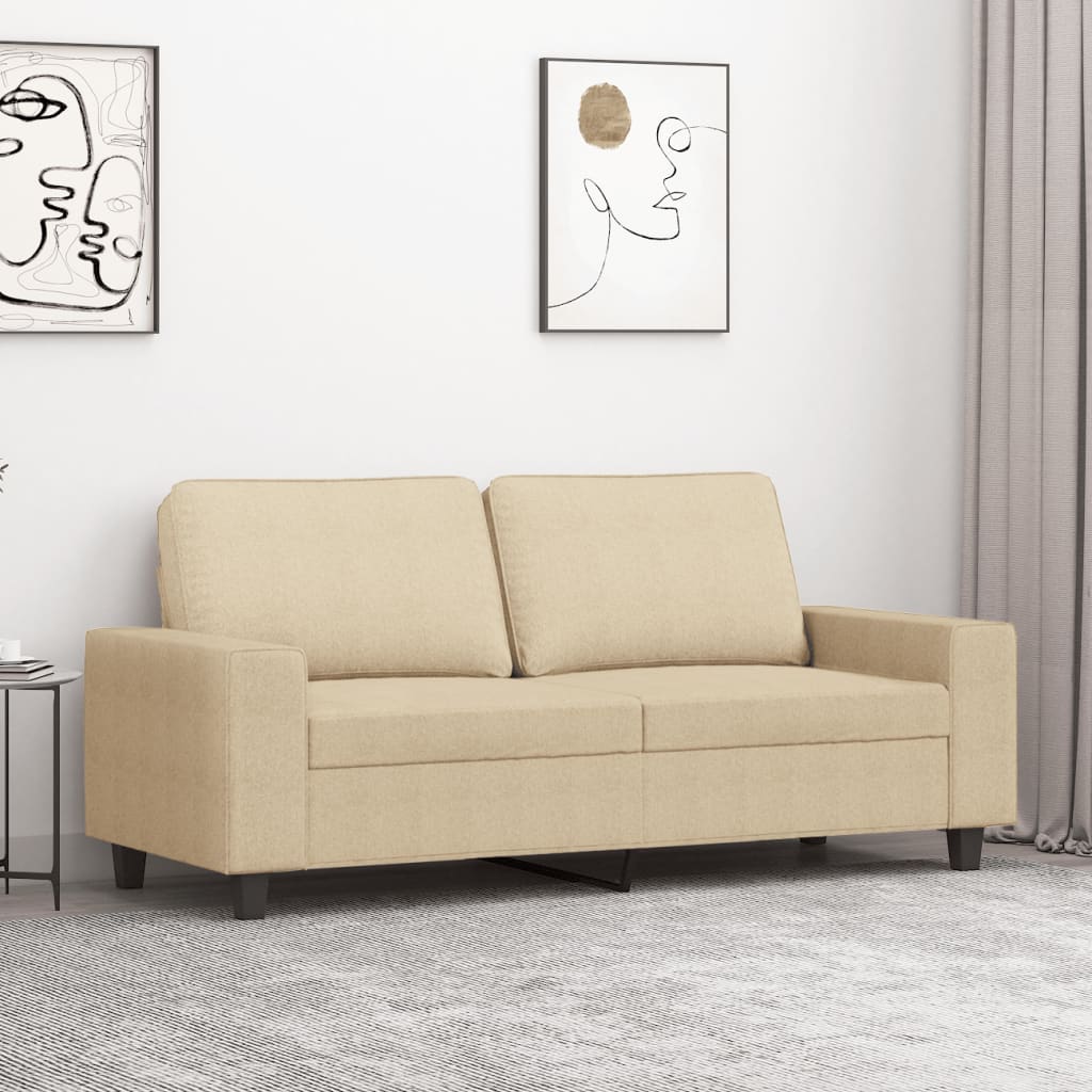 Tweezitsbank 140 cm stof crèmekleurig – afbeelding 1