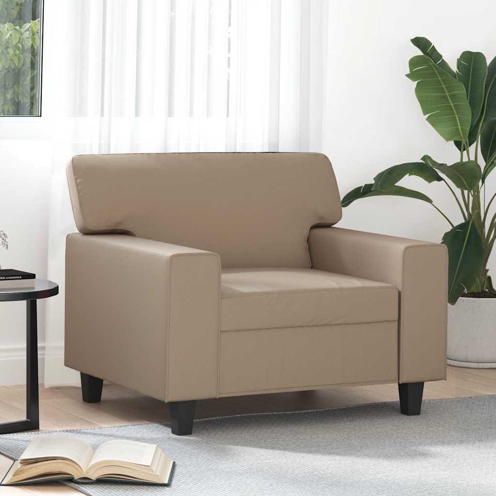Fauteuil 60 cm kunstleer cappuccinokleurig – afbeelding 1