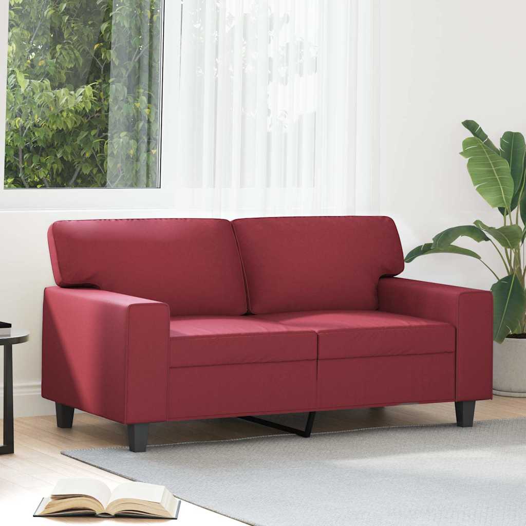 Tweezitsbank 120 cm kunstleer wijnrood