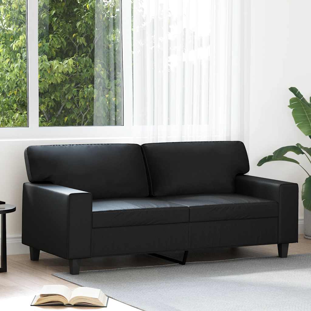 Tweezitsbank 140 cm kunstleer zwart