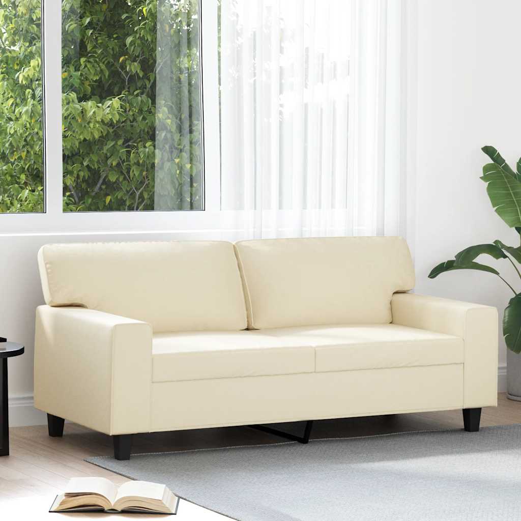Tweezitsbank 140 cm kunstleer crèmekleurig