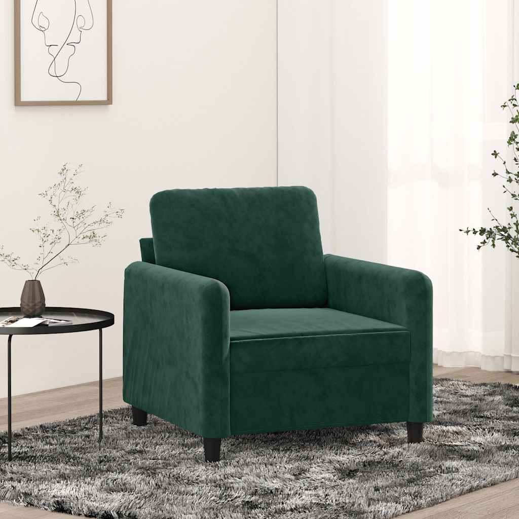 Fauteuil 60 cm fluweel donkergroen – afbeelding 1