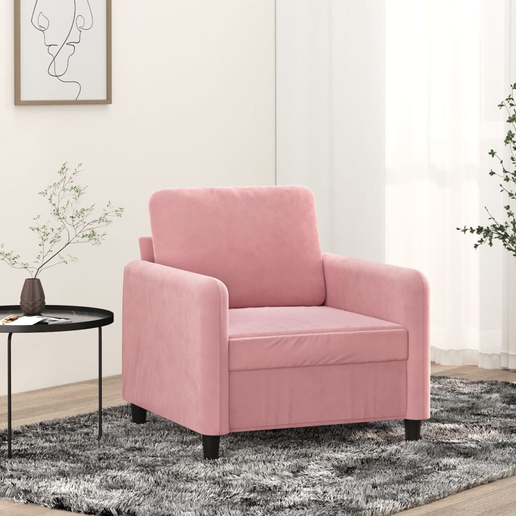 Fauteuil 60 cm fluweel roze – afbeelding 1