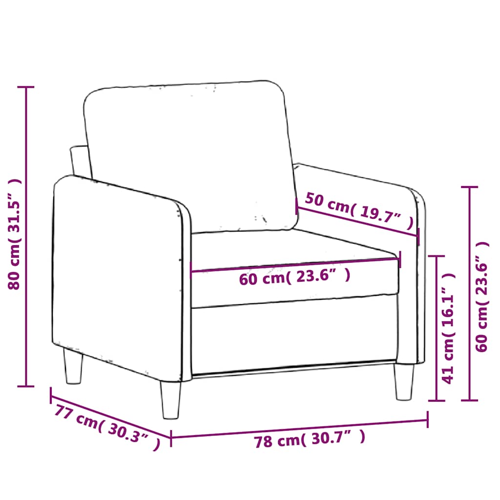 Fauteuil 60 cm fluweel bruin – afbeelding 8