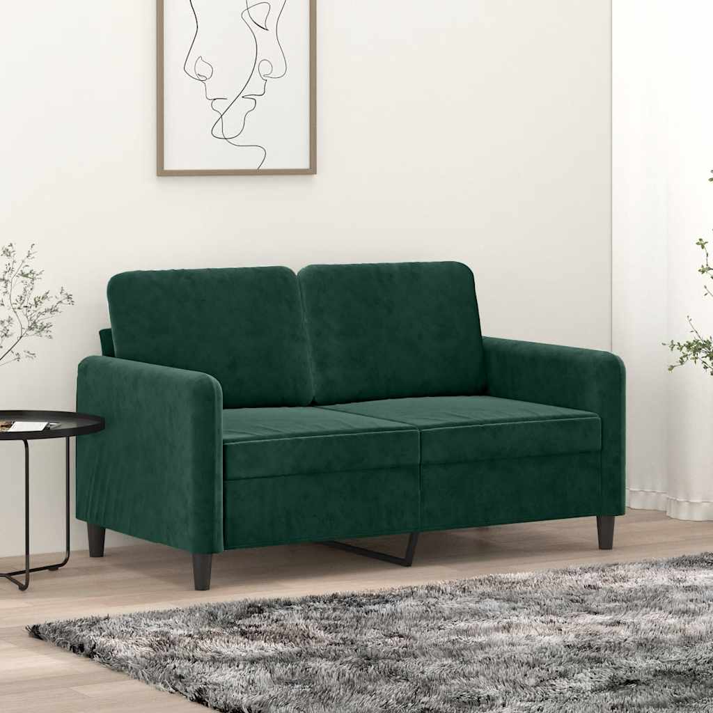 Tweezitsbank 120 cm fluweel donkergroen