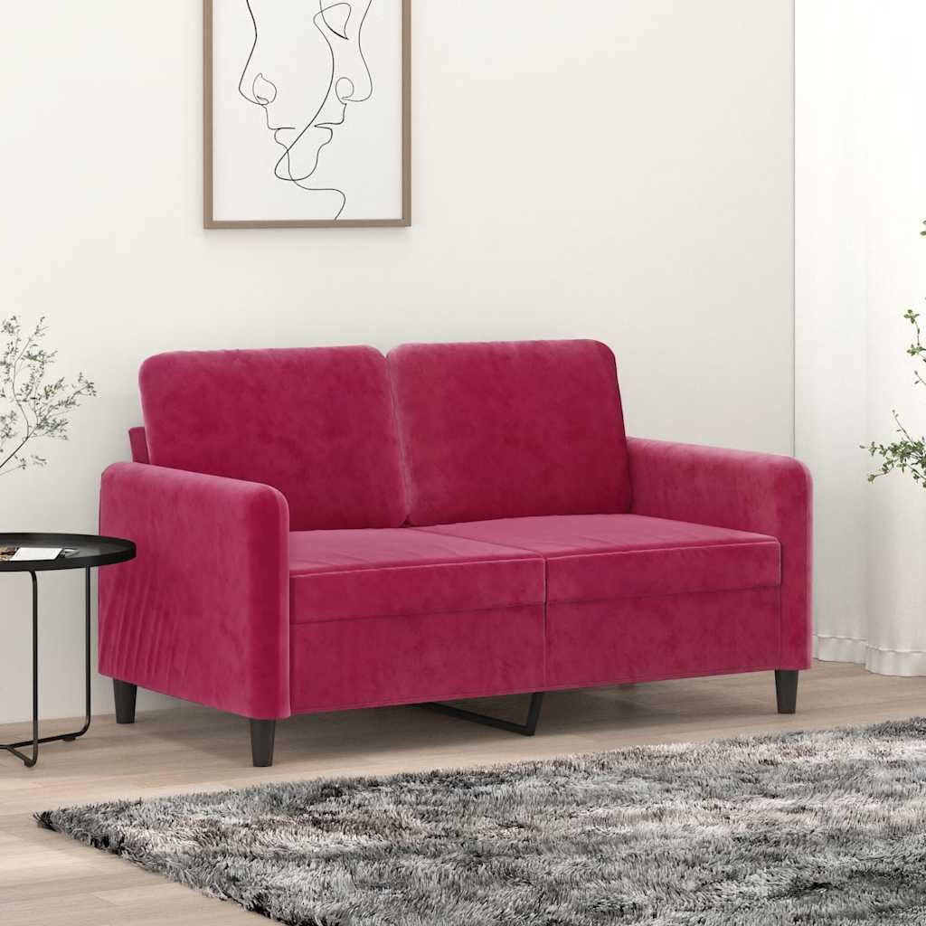 Tweezitsbank 120 cm fluweel wijnrood – afbeelding 1