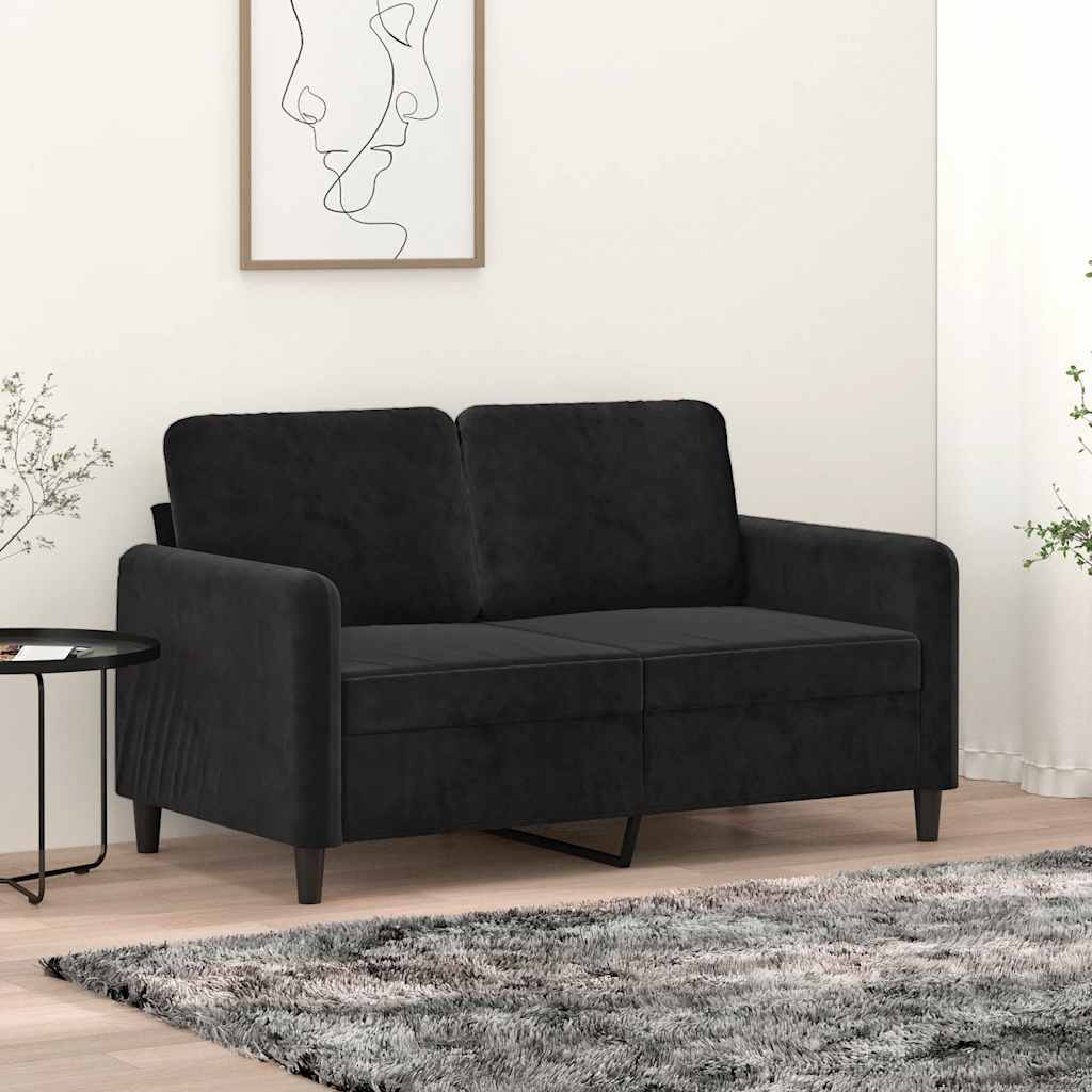 Tweezitsbank 120 cm fluweel zwart