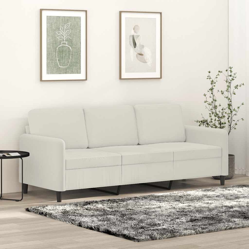 Driezitsbank 180 cm fluweel crèmekleurig