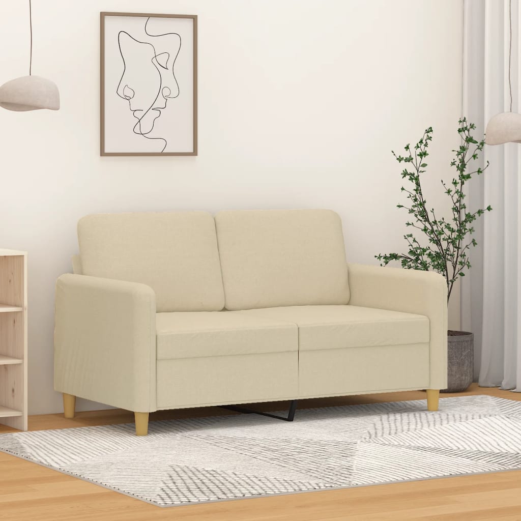 Tweezitsbank 120 cm stof crèmekleurig