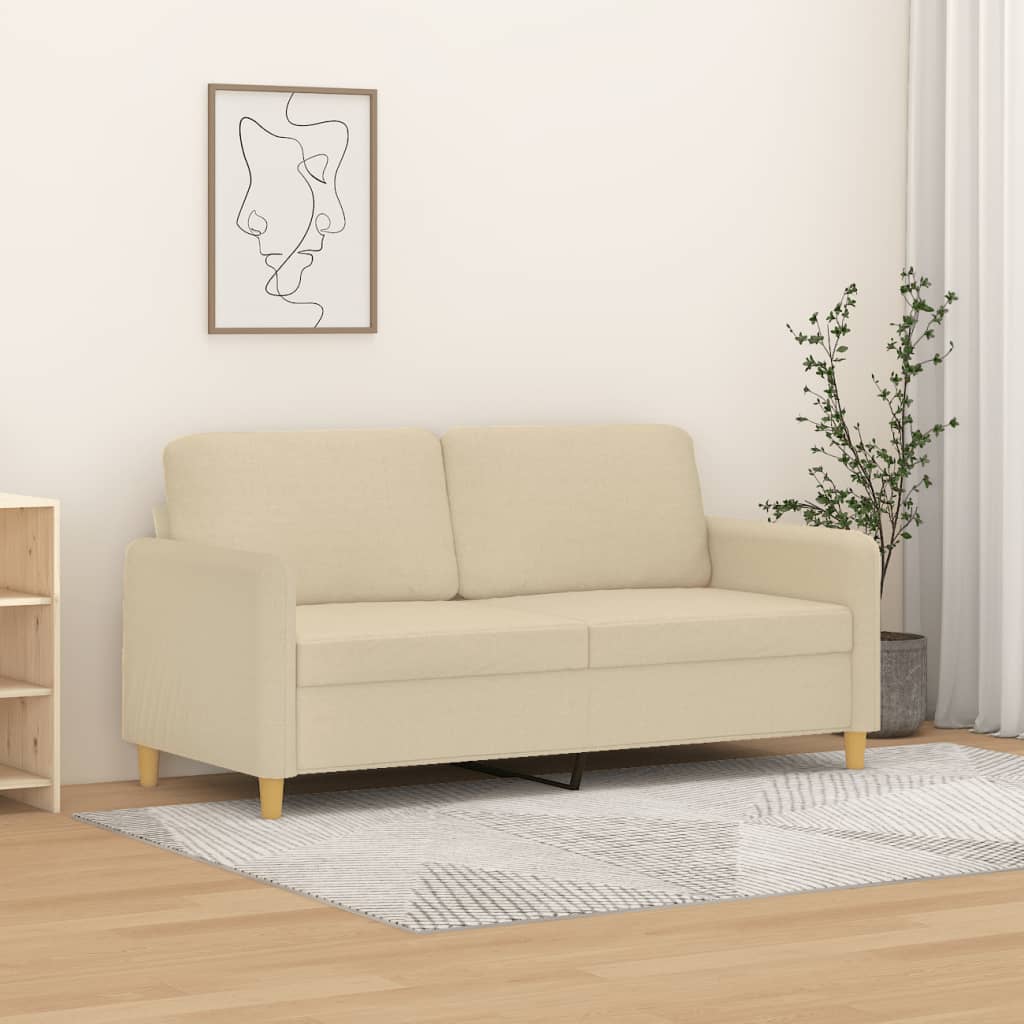 Tweezitsbank 140 cm stof crèmekleurig – afbeelding 1
