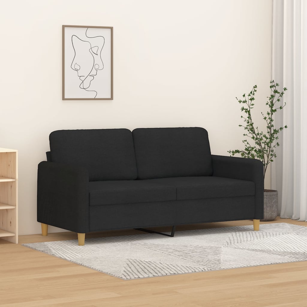 Tweezitsbank 140 cm stof zwart