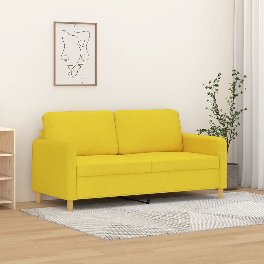 Tweezitsbank 140 cm stof lichtgeel – afbeelding 1