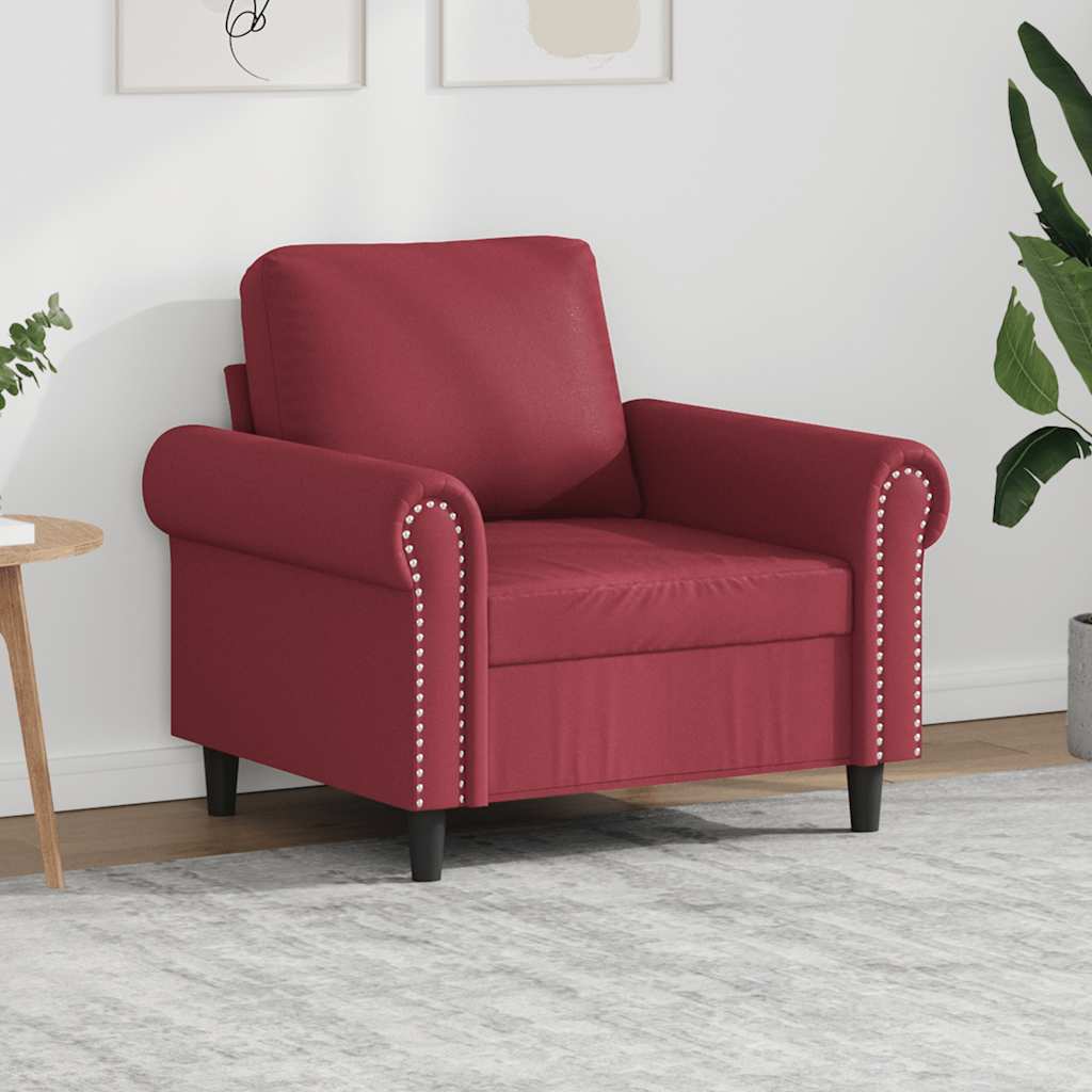Fauteuil 60 cm kunstleer wijnrood – afbeelding 1