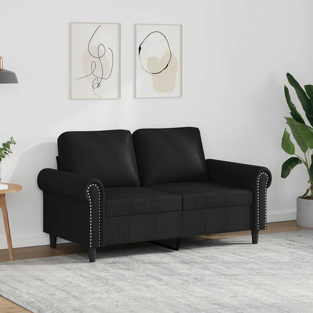 Tweezitsbank 120 cm kunstleer zwart – afbeelding 1