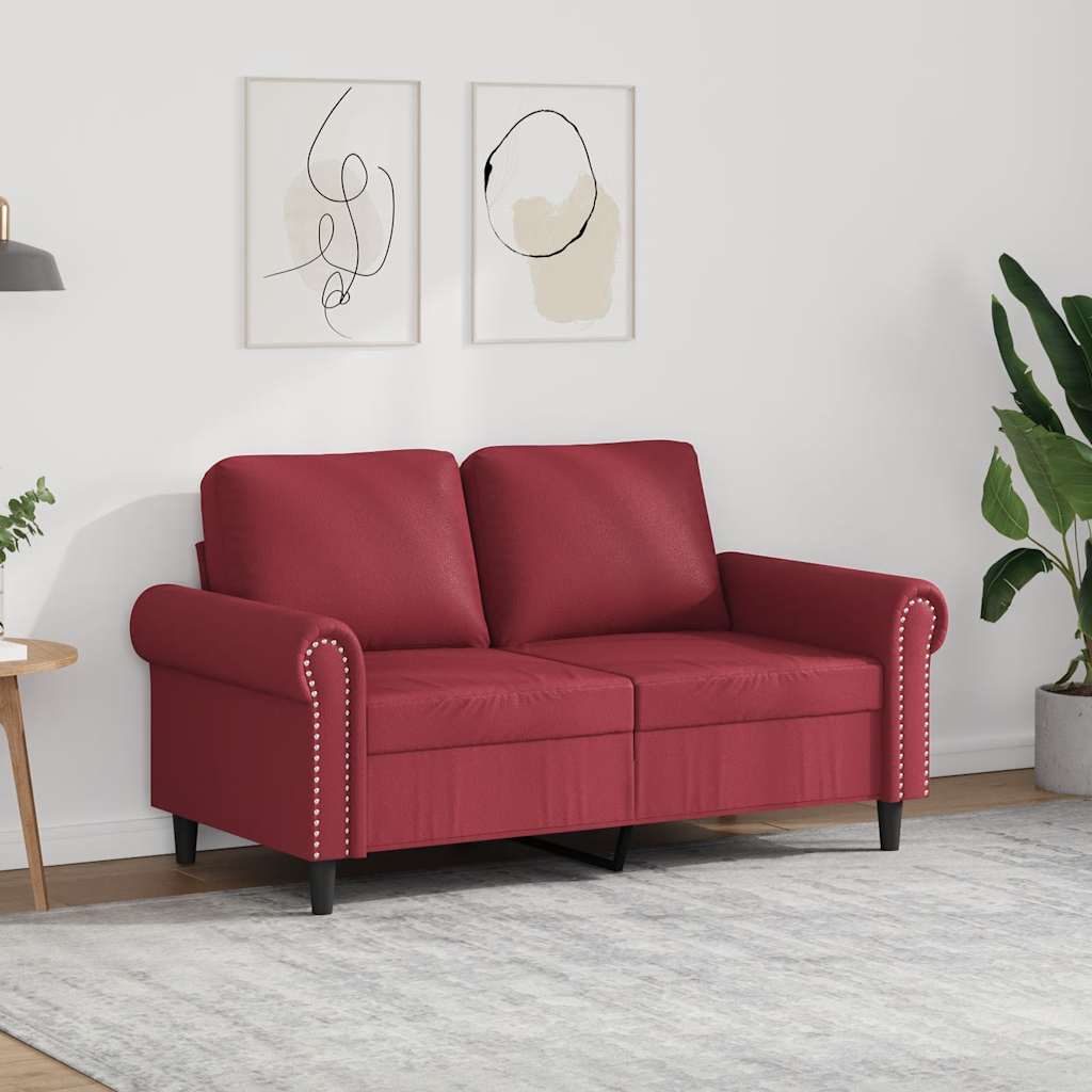 Tweezitsbank 120 cm kunstleer wijnrood