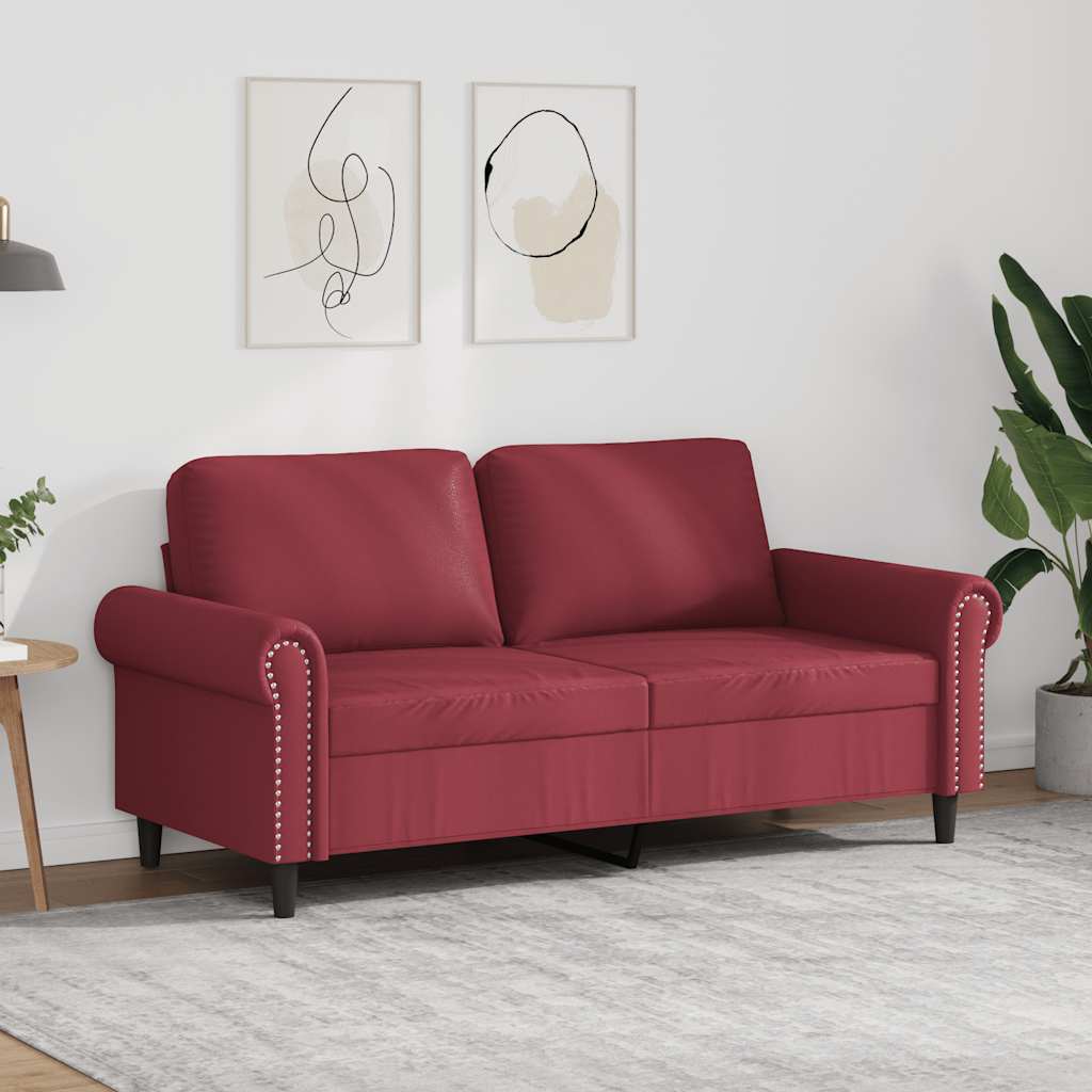 Tweezitsbank 140 cm kunstleer wijnrood – afbeelding 1