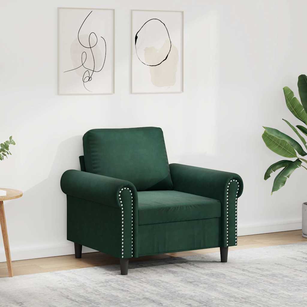 Fauteuil 60 cm fluweel donkergroen