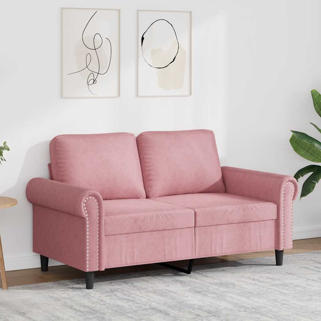 Tweezitsbank 120 cm fluweel roze